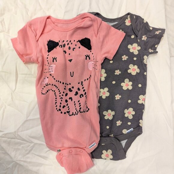 Gerber Other - Onesies® by Gerber Pretty Kitty and Floral Bodysuit Duo  (12M)